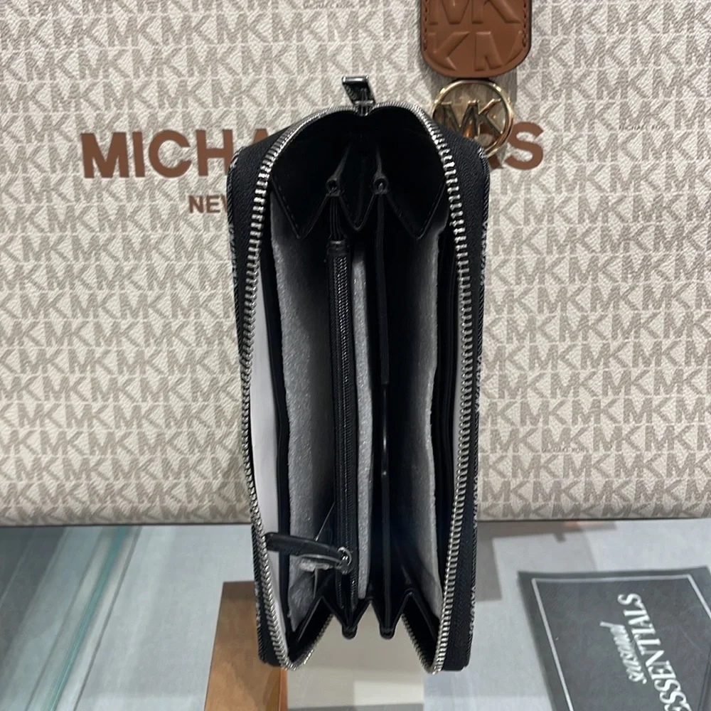 Michael Kors Men’s Women’s Cooper Tech Zip Around Wallet Black Multi Unisex NWT